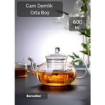 Cam Demlik Şeffaf Süzgeçli Demlik Isıya Dayanıklı Bitki Çayı Demliği Borosilat 600 Ml