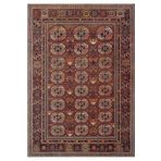 Çam Halı Anatolia 32-034 Etnik Afgan Halısı Desenli Dokuma Tabanlı Yıkanabilir Şönil Salon ve Oda Ha, Bordo 3, 115 x 170