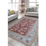 Çam Halı Anatolia 32-073 Etnik Eskitme Desenli Dokuma Tabanlı Yıkanabilir Şönil Salon ve Oda Halısı, Kırmızı, 115 x 170
