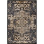Çam Halı Naturel 1707 Siyah Sarı 100x300 cm Romans Halı Klasik Eskitme Desenli Makine Halısı