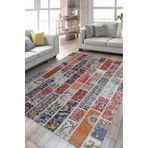 Çam Halı Siesta Patchwork 32-457 Etnik Eskitme Desenli Dokuma Tabanlı Yıkanabilir Şönil Salon ve Oda, Multi 24, 130 x 190