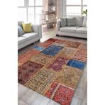 Çam Halı Siesta Patchwork 32-460 Etnik Eskitme Desenli Dokuma Tabanlı Yıkanabilir Şönil Salon ve Oda, Multi 5, 250 x 350