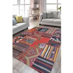 Çam Halı Siesta Vintage 32-159 Etnik Eskitme Patchwork Desenli Dokuma Tabanlı Yıkanabilir Şönil Salo, Multi 3, 115 x 170