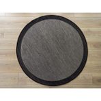 Çam Halı Sisal 9715 Vizon / Siyah Bordürlü Daire Jüt Sisal Kilim - 120 x 120 cm