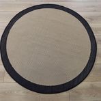 Çam Halı Sisal 9716 Bej Siyah Bordürlü Daire Jüt Sisal Kilim