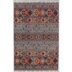 Çam Halı Sultani 806 Gri Yün ve Bambu ile Özel Tezgahlarda Üretilen Otantik Desenli El Emeği Modern Halı