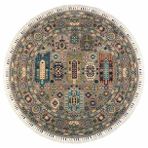 Çam Halı Sultani 807 Gri Daire Yün ve Bambu ile Özel Tezgahlarda Üretilen Otantik Desenli El Emeği Modern Uşak Halısı