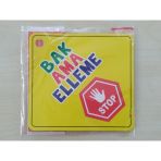 Cam Icı Sarı Dekor Plaka Kare Bak Ama Elleme (11X11cm) Yapıstırmalı (Dekor Levha) Sarı Plaka