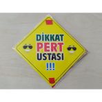 Cam Icı Sarı Dekor Plaka Kare Dıkkat Pert Ustası (11X11cm) Yapıstırmalı (Dekor Levha) Sarı Plaka