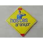 Cam Icı Sarı Dekor Plaka Kare Hostes Aranıyor (11X11cm) Yapıstırmalı (Dekor Levha) Sarı Plaka