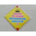 Cam Icı Sarı Dekor Plaka Kare Kralına Yol Verdım (11X11cm) Yapıstırmalı (Dekor Levha) Sarı Plaka