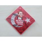 Cam Icı Sarı Dekor Plaka Kare Ne Mutlu Turkum Dıyene - Ay Yıldız (11X11cm) Yapıstırmalı (Dekor Levha) Sarı Plaka