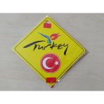 Cam Icı Sarı Dekor Plaka Kare Turkey - Turkıye (11X11cm) Yapıstırmalı (Dekor Levha) Sarı Plaka