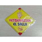 Cam Icı Sarı Dekor Plaka Kare Yetısemezsen El Salla (11X11cm) Yapıstırmalı (Dekor Levha) Sarı Plaka