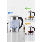 Cam Inox Bitki Çayı Makinesi Ve Su Isıtıcı Kettle 2202,led Işıklı, Yüksek Borosilikat Gövde