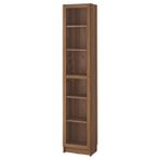Cam kapaklı kitaplık, kahverengi ceviz görünüm, 40x30x202 cm