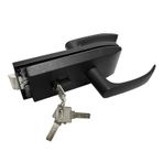 Cam kapı kilidi, paslanmaz çelik, itme kolu, 3 anahtarlı kapı kilidi, paslanmaz çelik, mat, cam kapı menteşesi, cam, ofis, banyo, yatak odası, balkon için, 8 – 12 mm cam için (siyah)