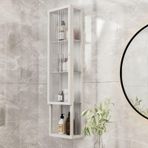 Cam Kapılı Banyo İlaç Dolabı - Tuvalet Depolama Düzenleyici, Duvara Monte Makyaj ve Kiler Dolabı, Şık Banyo Depolama için Demir Çerçeve Tek Kapılı Tasarım