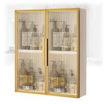 Cam Kapılı Modern Altın Banyo Dolabı - Mutfak, Çamaşırhane ve Yatak Odası için Duvara Monte Ahşap Ecza Dolabı - Delme Yok, Şık Makyaj Deposu 50x14x60cm