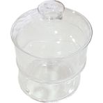 Cam Kavanoz 2 Katlı Büyük Cam 23 x 15 x 9 cm Düz Şeffaf Kapaklı