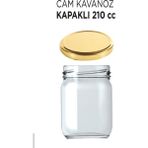 Cam Kavanoz Altın Kapaklı 210 cc 9 Adet Yoğurt Bebek Mama Ek Gıda Kavanozu 15 Adet Etiket Hediye - Gold - 210 ml