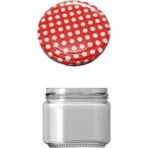 Cam Kavanoz Paşabahçe 300 cc Puantiyeli Kapaklı 6 Adet 330 - Renkli - 300 ml