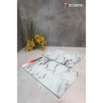 Cam Kesme Tahtası - Cam Kesme Tablası | 2'li Takım | Beyaz Mermer Görünümlü | 20cm x 30cm