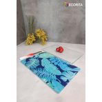 Cam Kesme Tahtası - Cam Kesme Tablası | 2'li Takım | Mavi Tropik Yapraklar | 20cm x 30cm