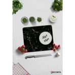 Cam Kesme Tahtası - Cam Kesme Tablası | Afiyet Olsun - Siyah Mermer Görünümlü | 29cm x 34cm