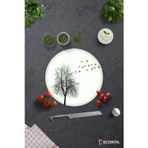Cam Kesme Tahtası - Cam Kesme Tablası | Ağaç ve Kuş Desenli | Çap32cm