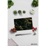 Cam Kesme Tahtası - Cam Kesme Tablası | Altın Detaylı Siyah Mermer | 20cm x 30cm