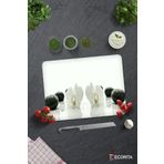 Cam Kesme Tahtası - Cam Kesme Tablası | Beyaz Orkide Siyah Oniks | 30cm x 40cm