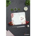 Cam Kesme Tahtası - Cam Kesme Tablası | Bon Appetit - Pudra Pembe Çiçekler | 29cm x 34cm