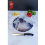 Cam Kesme Tahtası - Cam Kesme Tablası | Buzlu Cam - Ocean | Çap32cm