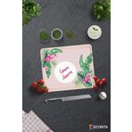 Cam Kesme Tahtası - Cam Kesme Tablası | Canım Annem | Tropik Yapraklar Temalı | 29cm x 34cm