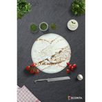 Cam Kesme Tahtası - Cam Kesme Tablası | Gold Detaylı Beyaz Mermer Görünümlü | Çap32cm