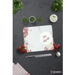 Cam Kesme Tahtası - Cam Kesme Tablası | Guten Appetit - Pudra Pembe Çiçekler | 29cm x 34cm