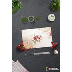 Cam Kesme Tahtası - Cam Kesme Tablası | Happy New Year - Gold | 20cm x 30cm