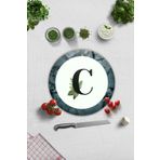 Cam Kesme Tahtası - Cam Kesme Tablası | Harfli Tasarım | Ç | Çap32cm