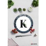 Cam Kesme Tahtası - Cam Kesme Tablası | Harfli Tasarım | K | Çap32cm