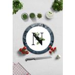 Cam Kesme Tahtası - Cam Kesme Tablası | Harfli Tasarım | N | Çap32cm