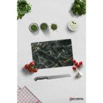 Cam Kesme Tahtası - Cam Kesme Tablası | Kahverengi Detaylı Siyah Mermer Görünümlü | 20cm x 30cm