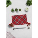 Cam Kesme Tahtası - Cam Kesme Tablası | Kırmızı - Beyaz Ekose Desen | 20cmx30cm