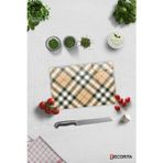 Cam Kesme Tahtası - Cam Kesme Tablası | Krem Ekose Desen | 20cm x 30cm