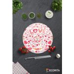 Cam Kesme Tahtası - Cam Kesme Tablası | Love - Renkli | Çap32cm