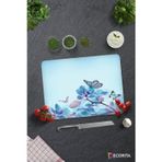 Cam Kesme Tahtası - Cam Kesme Tablası | Mavi Çiçek ve Kelebek Desenli | 30cm x 40cm