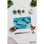 Cam Kesme Tahtası - Cam Kesme Tablası | Mavi Tropik Yapraklar | 20cm x 30cm