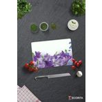Cam Kesme Tahtası - Cam Kesme Tablası | Mor Çiçek Desenli | 20cm x 30cm