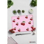 Cam Kesme Tahtası - Cam Kesme Tablası | Pembe Dokulu Kiraz Desenli | 30cm x 40cm