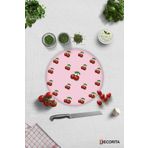 Cam Kesme Tahtası - Cam Kesme Tablası | Pembe Dokulu Kiraz Desenli | Çap32cm